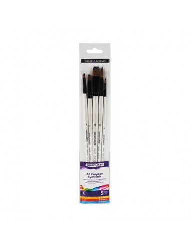 Daler Rowney Graduate Pack de 5 Pinceles Multitecnica - Pelo Sintetico - Mango Largo