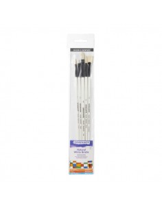 Daler Rowney Graduate Pack de 5 Pinceles para Oleo - Pelo de Cerda Natural - Mango Largo