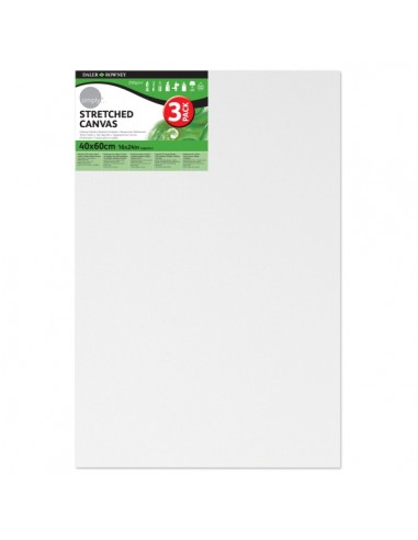 Daler Rowney Simply Pack de 3 Bastidores Entelados- 40x60cm - Imprimacion Triple - Grano Medio - 100-Algodon sin Acido -