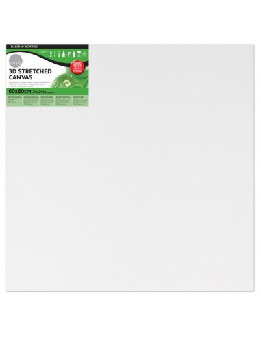 Daler Rowney Simply Bastidor Entelado 3D - 60x60cm - Imprimacion Triple - Grano Medio - 100-Algodon sin Acido - 250g - Color