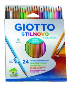 Giotto Stilnovo Acqarell Pack de 24 Lapices de Colores Acuarelables - Forma Hexagonal - Mina 3.3mm - Colores Surtidos