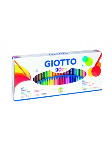 Giotto Caja Regalo Pack de 90 Piezas - 40 Rotuladores Giotto Turbo Color - 50 Lapices de Colores Giotto Stilnovo - Colores