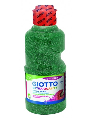 Giotto Extra Quality Glitter Tempera - 250ml - Lispa para el Uso - Botella Bio Pet - Color Verde