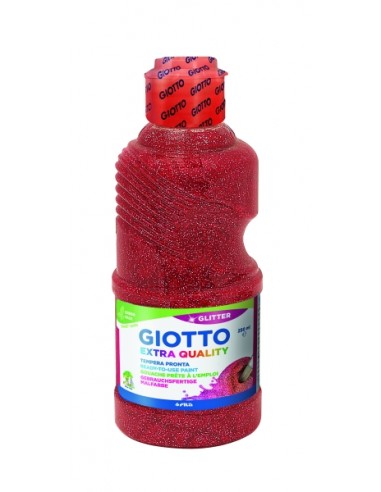 Giotto Extra Quality Glitter Tempera - 250ml - Lispa para el Uso - Botella Bio Pet - Color Rojo