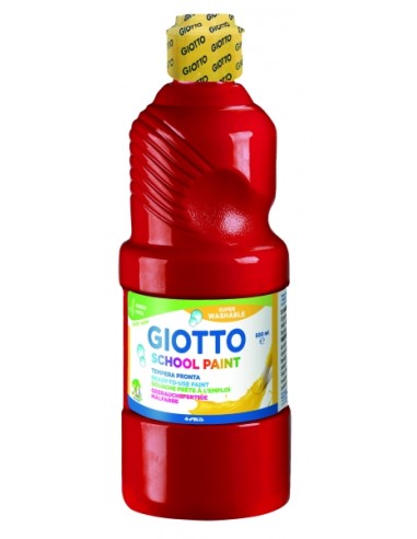 Giotto School Paint Tempera - 500ml - Lista para el Uso - Super Lavable - Botella Bio Pet - Color Rojo Bermellon