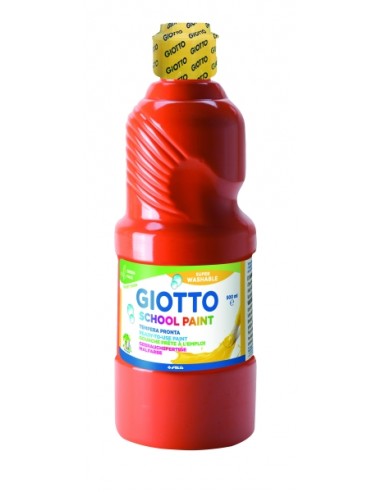 Giotto School Paint Tempera - 500ml - Lista para el Uso - Super Lavable - Botella Bio Pet - Color Rojo Escarlata