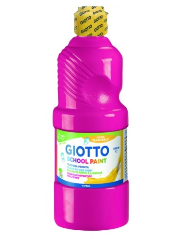 Giotto School Paint Tempera - 500ml - Lista para el Uso - Super Lavable - Botella Bio Pet - Color Magenta