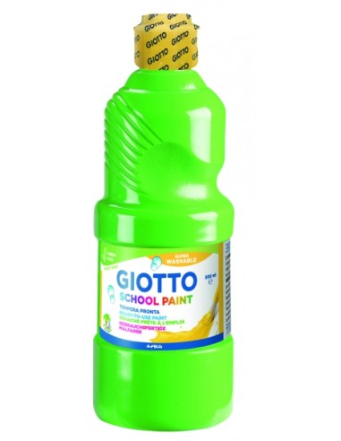 Giotto School Paint Tempera - 500ml - Lista para el Uso - Super Lavable - Botella Bio Pet - Color Verde Cinabrio