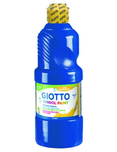 Giotto School Paint Tempera - 500ml - Lista para el Uso - Super Lavable - Botella Bio Pet - Color Azul
