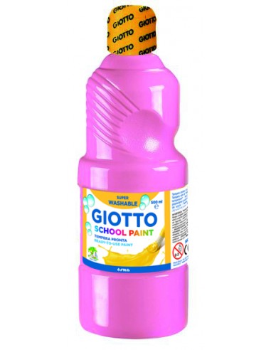 Giotto School Paint Tempera - 500ml - Lista para el Uso - Super Lavable - Botella Bio Pet - Color Rosa Claro