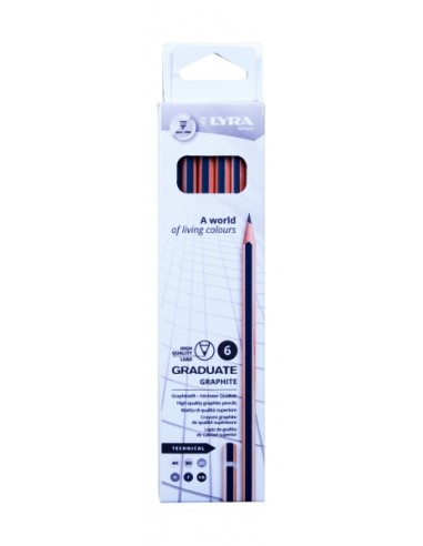 Lyra Graduate Technical Pack de 6 Lapices de Grafito - Graduaciones Surtidas - Color Negro