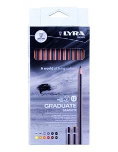 Lyra Graduate Pack de 12 Lapices de Grafito - Graduaciones Surtidas - Color Negro