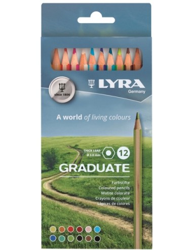 Lyra Graduate Pack de 12 Lapices de Colores - Hexagonal - Color Negro