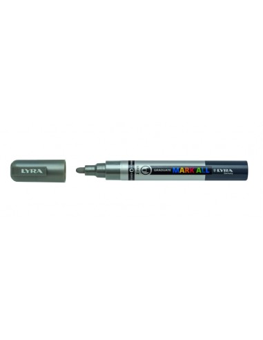 Lyra Mark All Rotulador Permanente - Multisuperficie - Punta Redonda - 2mm - Color Plata