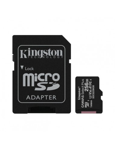 Kingston Tarjeta Micro SDXC 256GB Clase 10 100MB s Canvas Select Plus-Adaptador SD