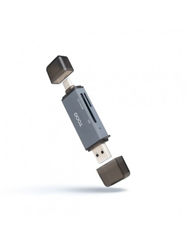 Tooq Lector de Tarjetas USB-C y USB-A - Compatible con SD-Micro SD y TF - Color Gris