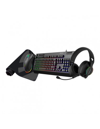 Unykach Pack Gaming NOVA 4in1 USB Teclado Multimedia-Raton 7200dpi-Auriculares con Microfono-Alfombrilla XL - Teclado