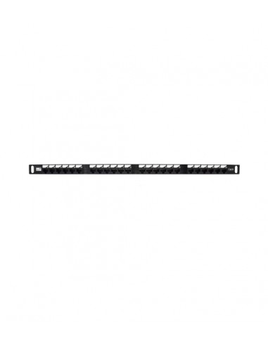 WP Patch Panel de 24 Puertos RJ45 CAT6 UTP - 0.5U IDC de Alta Densidad - Color Negro