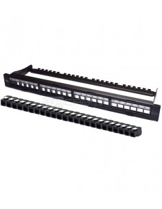 WP Patch Panel de 24 Puertos RJ45 CAT6 UTP - 1U Modular sin Herramientas - Color Negro