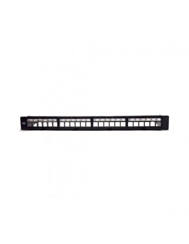 WP Patch Panel de 24 Puertos RJ45 CAT6 STP - 1U Keystone Modular - Color Negro