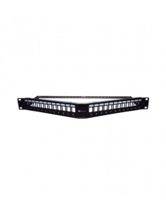 WP Patch Panel de 24 Puertos RJ45 CAT6 UTP - 1U Keystone Angulado - Color Negro