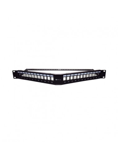 WP Patch Panel de 24 Puertos RJ45 CAT6 UTP - 1U Keystone Angulado - Color Negro
