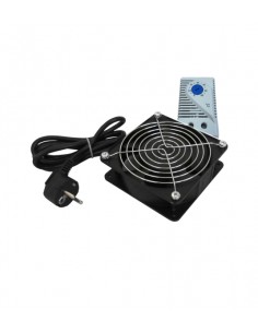 WP Ventilador Refrigeracion para Armario de 120mm - 220V - Termostato - 120x120x38mm - Color Negro