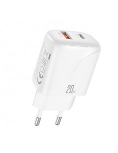 XO L158 Cargador de Corriente 20W - USB-A y USB-C - Alto Rendimiento - Color Blanco