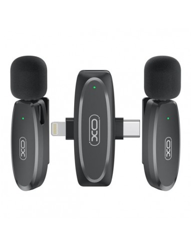 XO MKF10 Microfono Inalambrico de Solapa - Conector Tipo C y Lightning - Color Negro
