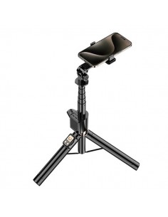XO SS23 Tripode-Palo Selfie - Mando a Distancia Bluetooth - LEDs Laterales Incluidos - Color Negro
