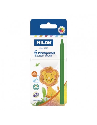 Milan Plastipastel Pack de 6 Ceras de Colores Redondas - Colores Surtidos