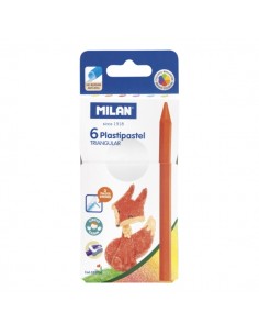 Milan Plastipastel Pack de 6 Ceras de Colores Triangulares - Colores Surtidos