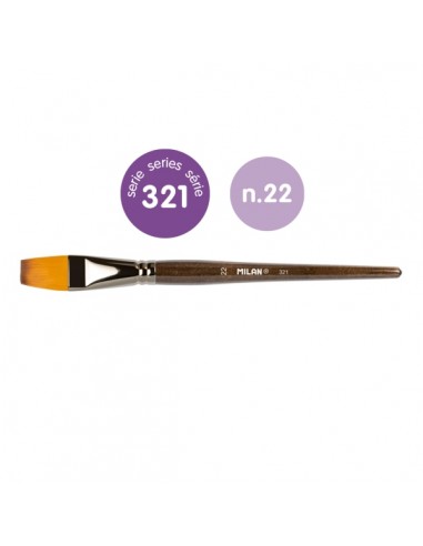 Milan 321 Pack de 2 Pinceles Planos Numero 22 - Bolsa con Colgador - Pelo Sintetico - Color Madera Oscuro