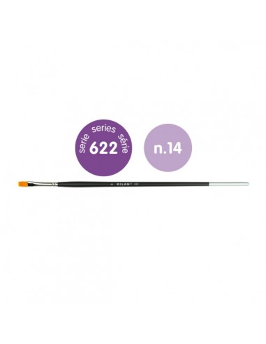Milan 612 Premium Synthetic Pack de 3 Pinceles Planos Numero 14 - Bolsa con Colgador - Pelo Sintetico - Mango Largo - Color