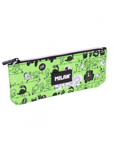 Milan Tandem 2 Estuche Portatodo Plano - Compacto - Cierre de Cremallera - 23x9x1.5cm - Color Verde