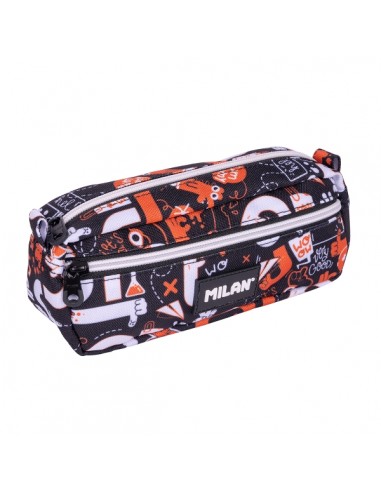Milan Fingers Estuche Portatodo - Rectangular - 2 Cremalleras - 21x8.5x6.1cm - Color Naranja
