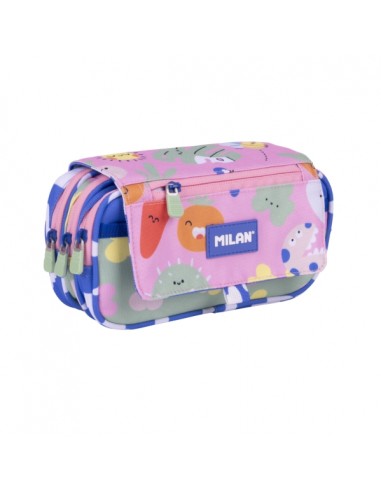 Milan Green and Grow Estuche Portatodo con Solapa - Cremallera - 4 Compartimentos - 13x24x10cm - Multicolor
