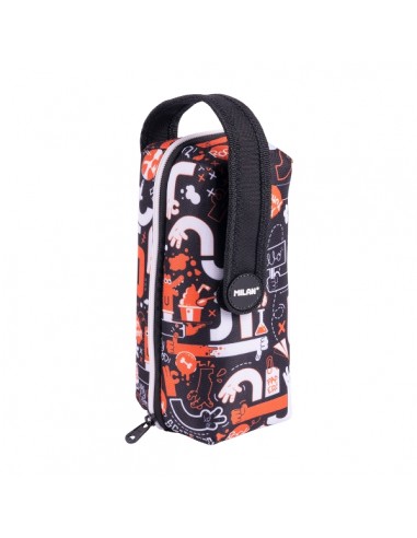 Milan Fingers Pack de 4 Estuches con Goma de Borrar - Sacapuntas - Lapiz - 3 Boligrafos - Regla - 12 Lapices de Colores - 12