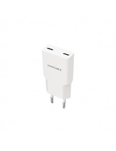 Nanocable Cargador de Pared 2xUSB-C PD 30W - Color Blanco