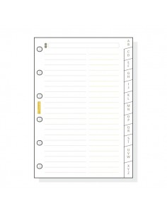 Finocam C275 Indice Alfabetico para Agendas Classic - 12 Solapas - Formato 602 - 73x114x3mm - Cartulina - Color Blanco