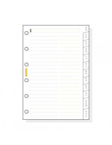 Finocam C275 Indice Alfabetico para Agendas Classic - 12 Solapas - Formato 602 - 73x114x3mm - Cartulina - Color Blanco