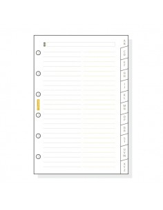 Finocam C375 Indice Alfabetico para Agendas Classic - 12 Solapas - Formato 603 - 79x127x3mm - Cartulina - Color Blanco
