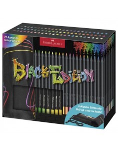 Faber-Castell Black Edition Pack Enrollable de 72 Lapices de Colores - Mina Supersuave - Madera Negra - Ideales para Dibujo