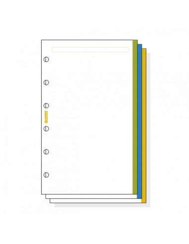 Finocam C345 Notas de Recambio para Agendas Classic - Liso con Banda de Color - Formato 603 - 79x127x5mm - Color Blanco
