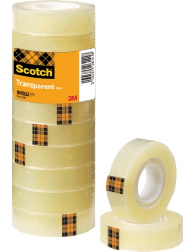 Scotch Pack de 10 Cintas Adhesivas 15mm x 33m - Color Transparente