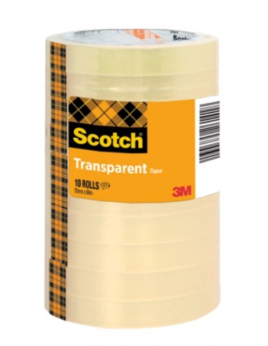 Scotch Pack de 10 Cintas Adhesivas - 15mm x 66m - Color Transparente
