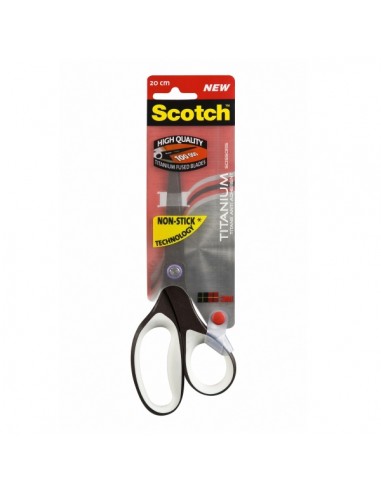 Scotch Tijeras de Titanio 20cm - Antiadherentes - Mango Ergonomico Tacto Suave - Color Blanco Negro