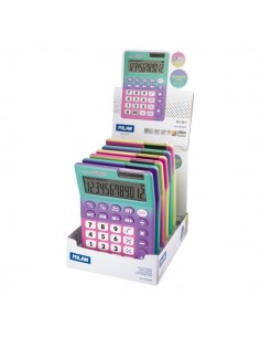 Milan Sunset Expositor con 6 Calculadoras - 12 Digitos - Colores Surtidos