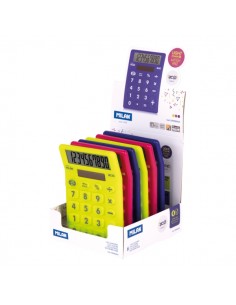 Milan Acid Expositor con 6 Calculadoras de Sobremesa - 10 Digitos - Colores Surtidos