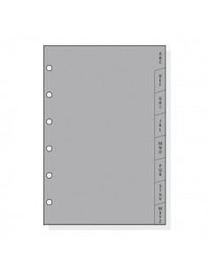 Finocam C364 Indice Alfabetico para Agendas Classic - 8 Solapas - Formato 603 - 89x127x3mm - PVC - Color Gris